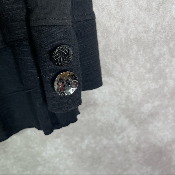 Neon Buddha Long Sleeve Ruffle Embellished Buttons Top Tunic In Black Size S - Picture 6 of 8